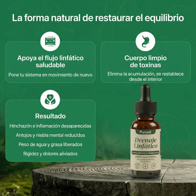PurezaDrops™ | Drena Naturalmente la Hinchazón del Rostro, Abdomen y Piernas