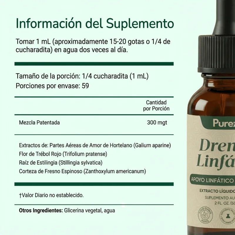 PurezaDrops™ | Drena Naturalmente la Hinchazón del Rostro, Abdomen y Piernas