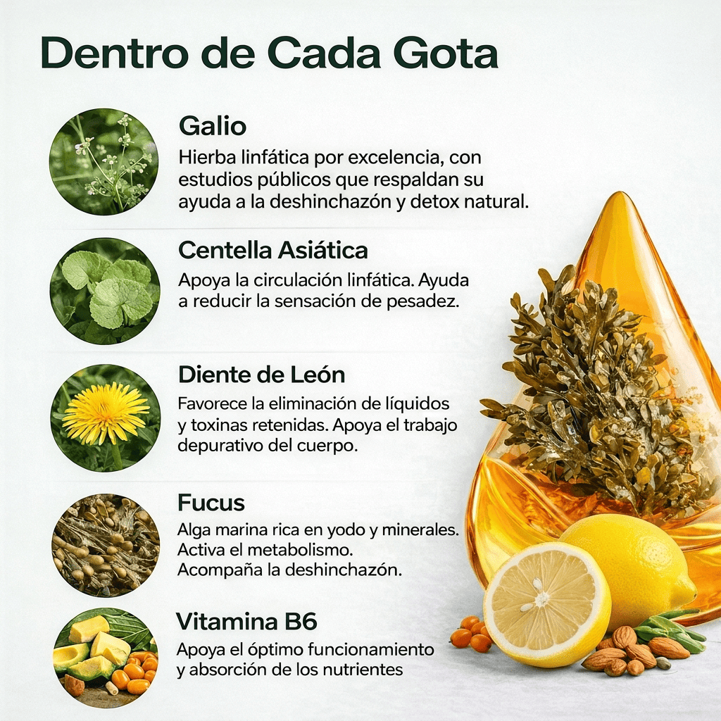 PurezaDrops™ | Drena Naturalmente la Hinchazón del Rostro, Abdomen y Piernas